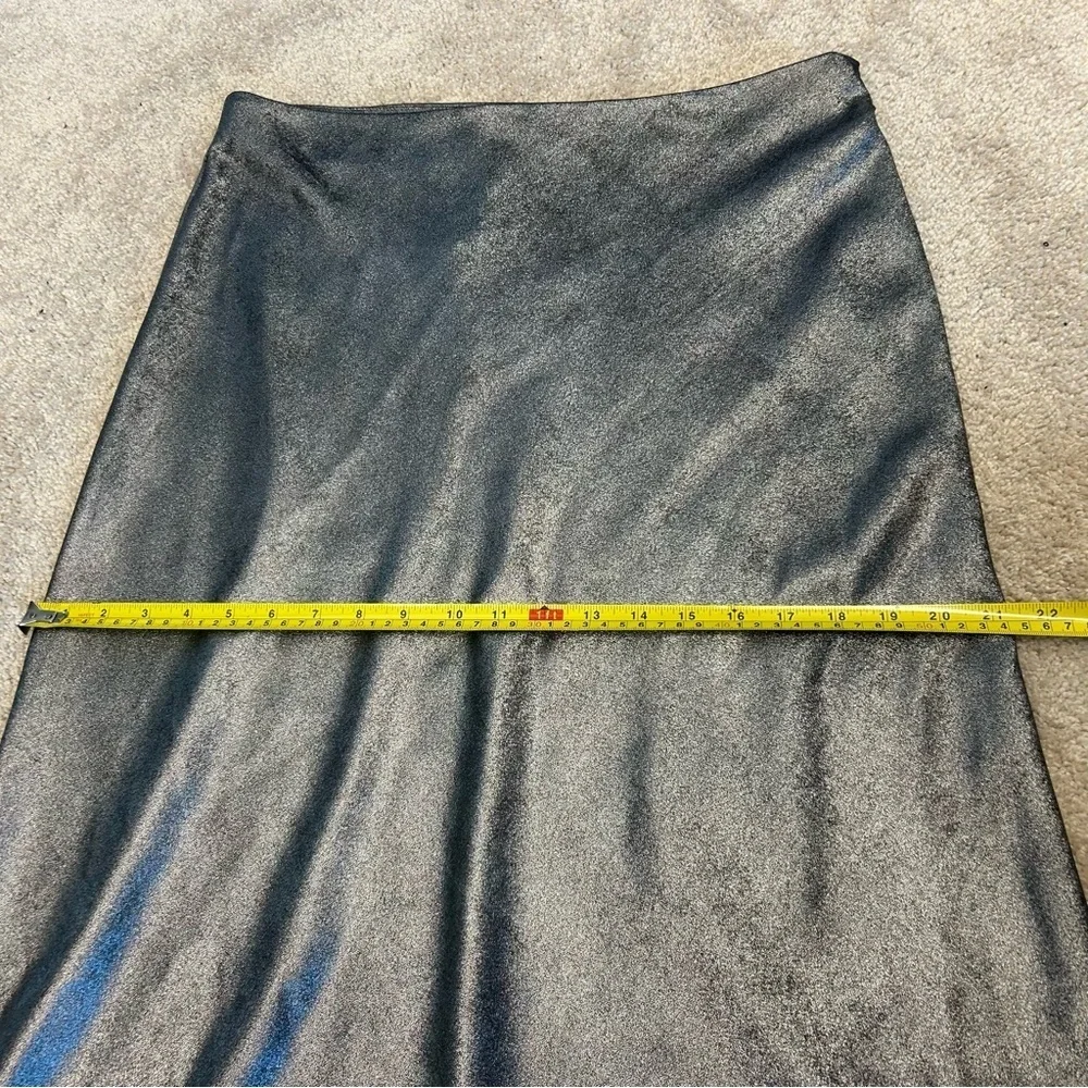 Steve Madden gray metallic silver midi slip skirt NWT